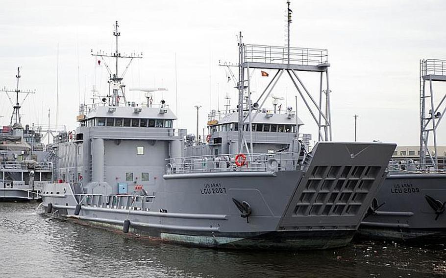 Soldiers tested the seaworthiness of its Land Craft Utility 2000 watercraft Wednesday at Yokohama North Dock.