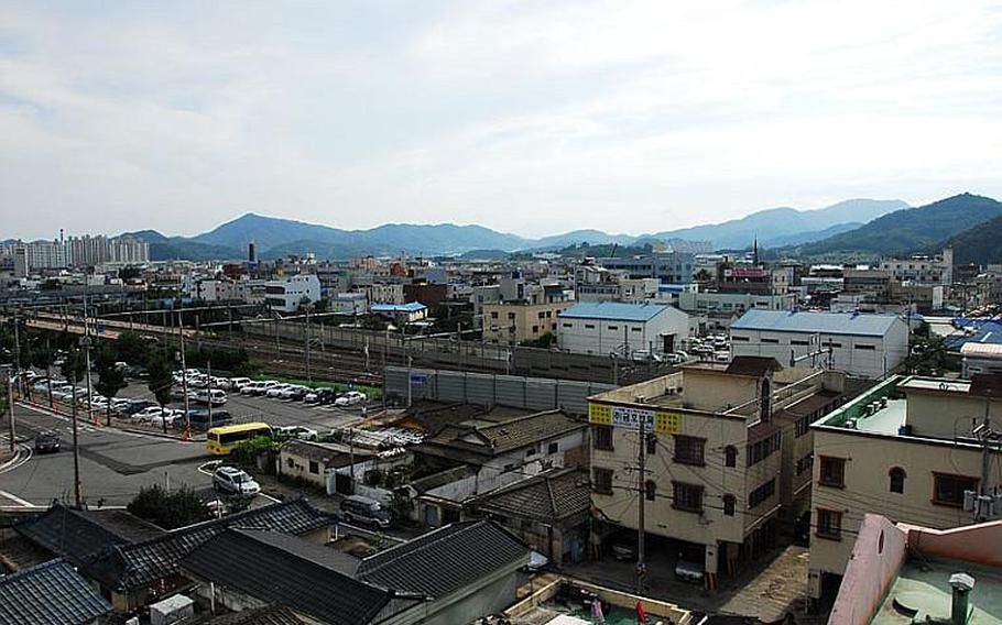 The South Korean government began a health survey this week that could include as many as 6,500 residents of Waegwan - whose skyline is pictured here - near Camp Carroll. Some U.S. veterans claim they buried Agent Orange at the military base in 1978. Residents and local officials fear the chemicals may have caused illnesses.