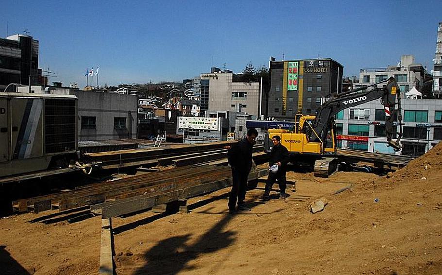 The site where the Tiger Tavern once stood, pictured, has been cleared and construction is underway on a new building.