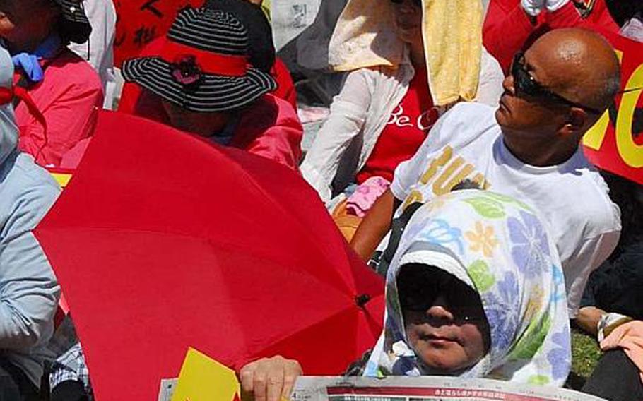 Tens of thousands of protesters gathered Sept. 9, 2012, in Ginowan to oppose U.S. plans to deploy MV-22 Osprey aircraft to a military base on Okinawa this fall.
