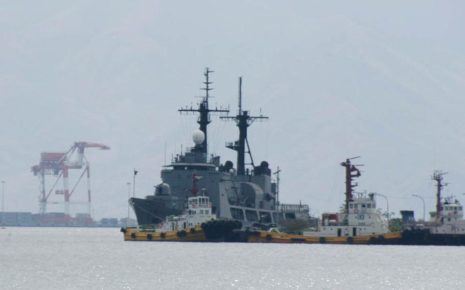 A warship is berthed at Subic Bay, Philippines, in March 2015. Locals say U.S. sailors have stayed on board vessels there since the suspicious death of local transgender woman Jennifer Laude in October 2014.