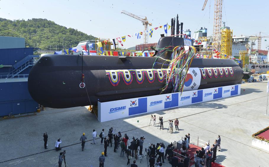 South Korea's navy unveiled its sixth 1,800-ton attack submarine during a ceremony last week at a shipyard in Geoje Island. On May 9, 2015, North Korea said it had test-fired a ballistic missile underwater.