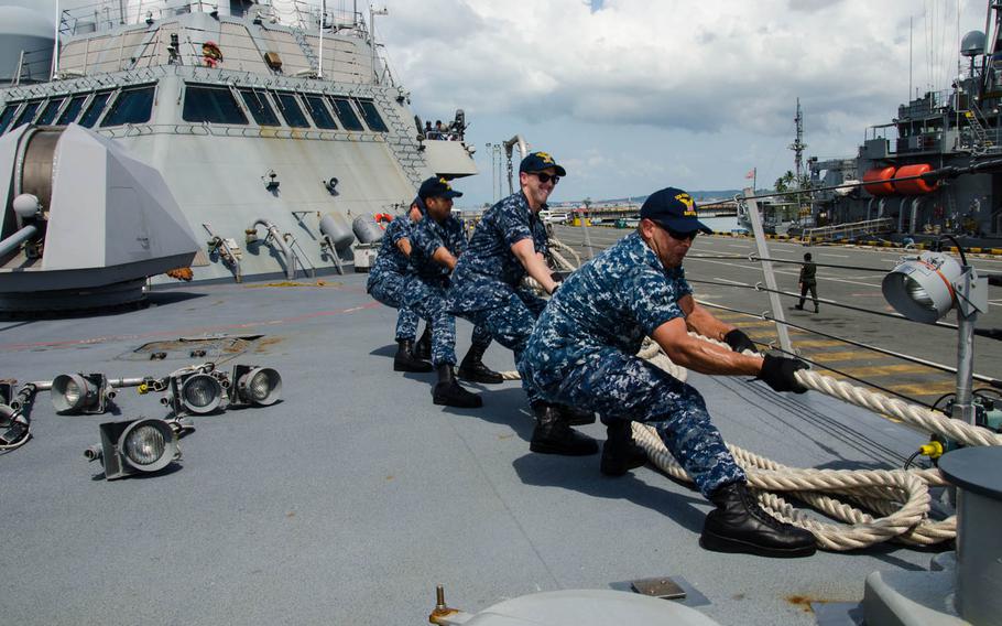 Littoral comabt ship USS Fort Worth arrives for Cooperation Afloat Readiness and Training Cambodia 2015 on Sunday, Nov. 15, 2015, in Sihanoukville, Cambodia. CARAT is a series of annual, bilateral maritime exercises between the U.S. military and the armed forces of Bangladesh, Brunei, Cambodia, Indonesia, Malaysia, the Philippines, Singapore, Thailand and East Timor.