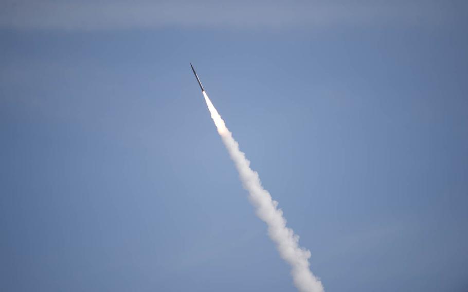 A Terminal High Altitude Area Defense, or THAAD, interceptor is launched from Wake Island in the western Pacific Ocean, Nov. 1, 2015. Top U.S. military officials want THAAD ready to deploy in the Asia-Pacific region on a permanent basis, and American bases in South Korea are ideally where they need to be to counter a North Korean offensive.