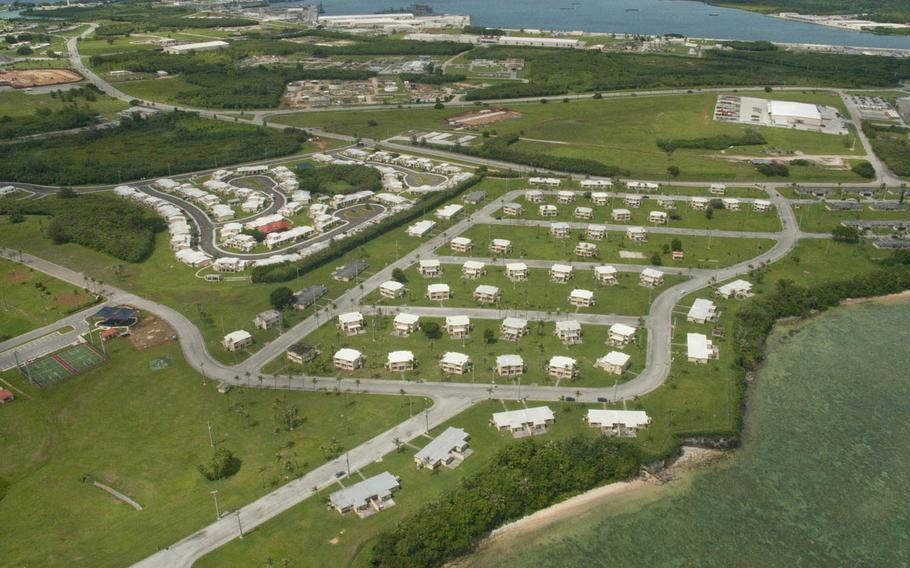 An aerial view of U.S. Naval Base Guam.