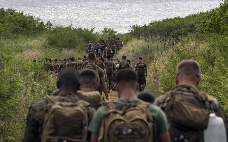 Servicemembers from Marine Corps Air Station Iwakuni, Japan, visit the site of World War II's Battle of Iwo Jima, Nov. 7, 2017.