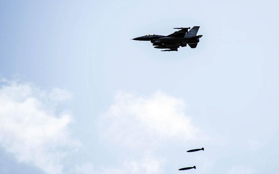 A fighter trains at Draughon Range, north of Misawa Air Base, Japan, in this undated photo provided by the U.S. Air Force.