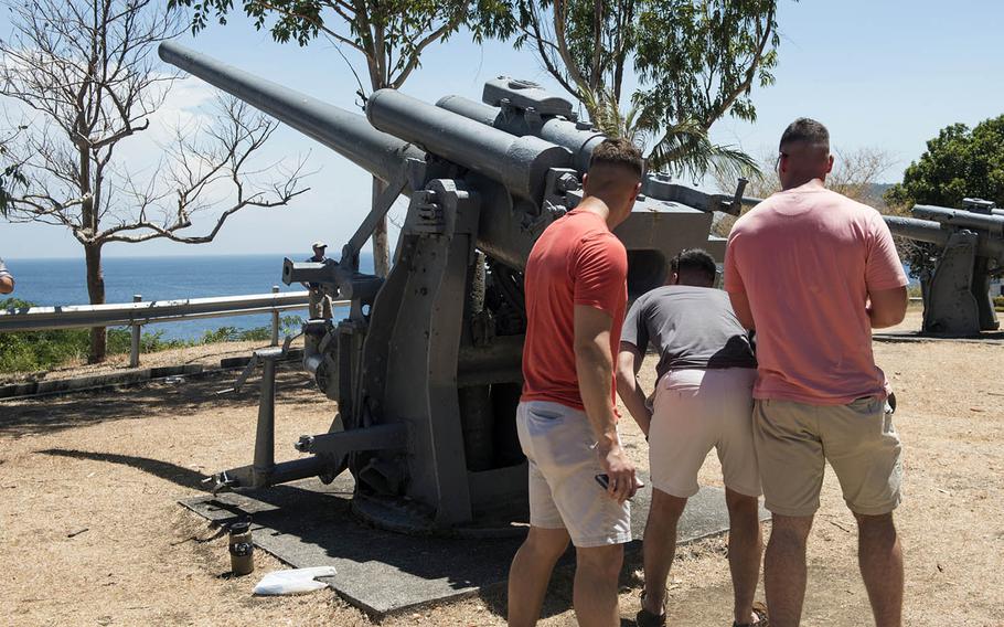 Marines with the Okinawa-based 4th Marine Regiment tour artillery ramparts at Corregidor, Philippines, May 5, 2017.