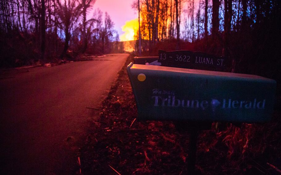 A fissure from the Kilauea volcano is seen from Leilani Estates, Hawaii, Tuesday, July 17, 2018.