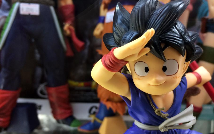 A Dragon Ball Z figurine on display at Nakano Broadway in Tokyo. Here anime and manga lovers can find a wide variety of items, from keychains to costumes featuring their favorite characters.