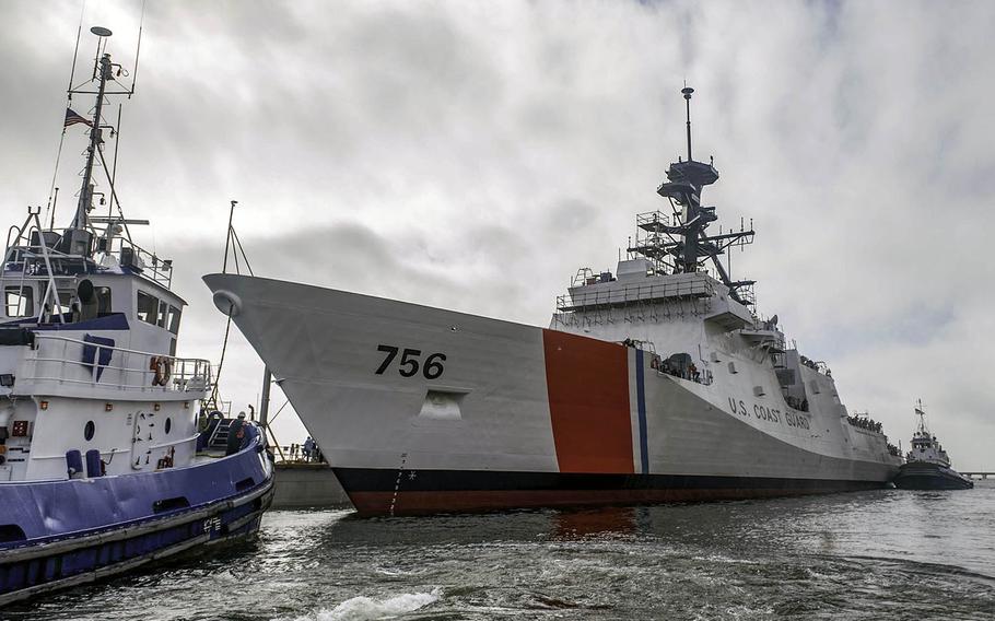 The U.S. Coast Guard cutter Kimball, shown here on Dec. 17, 2016, is expected Saturday at Honolulu, its new homeport.