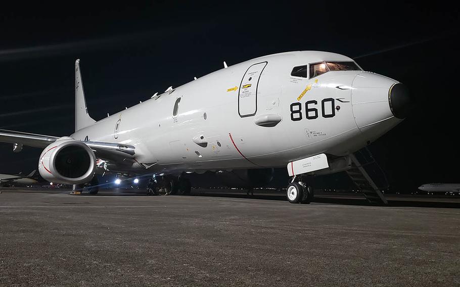 A P-8A Poseidon of Patrol Squadron 16, like the one shown here Jan. 20, 2019, will take part in a three-nation anti-submarine warfare exercise in the western Pacific starting Thursday, March 14, 2019.
