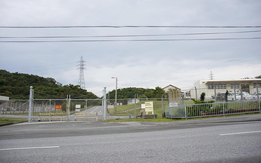 A closed gate is seen at Camp Foster, Okinawa, Monday, March 25, 2019.