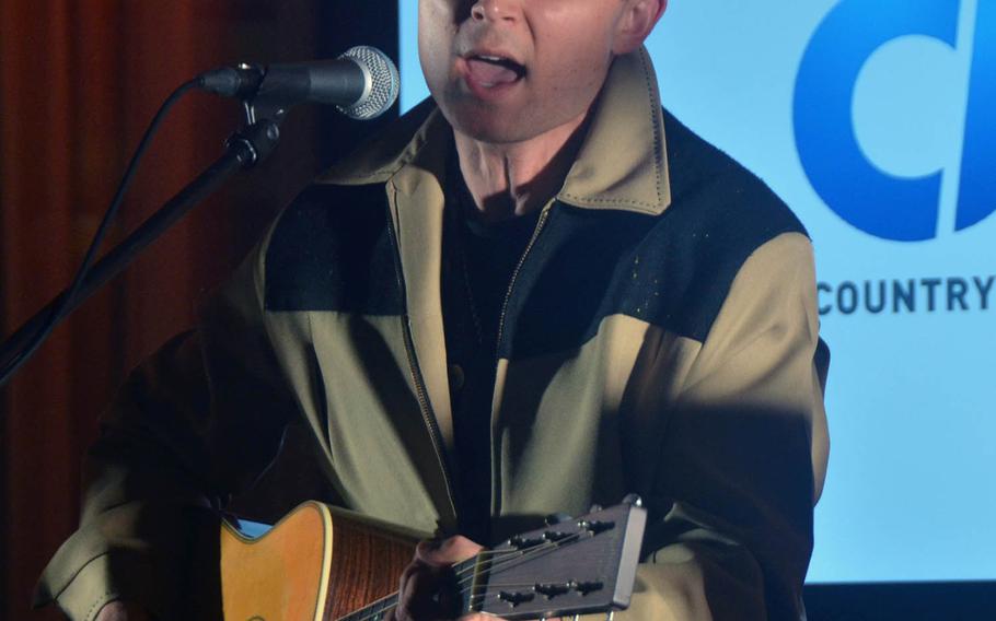 Country music artist Frankie Ballard performs at the Tokyo home of Ambassador to Japan William Hagerty on Thursday, March 28, 2019.