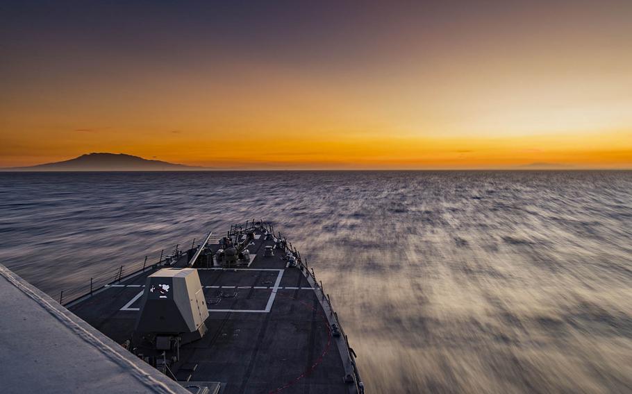 The guided-missile destroyer USS Michael Murphy transits the South China Sea in February 2018.