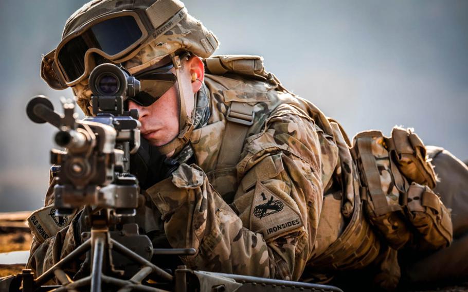 S. Korea's parliament agreed Friday to pay a higher share of the cost to keep U.S. troops there, like Sgt. James Balestrini, shown here on a firing range in South Korea on Jan. 25, 2019.