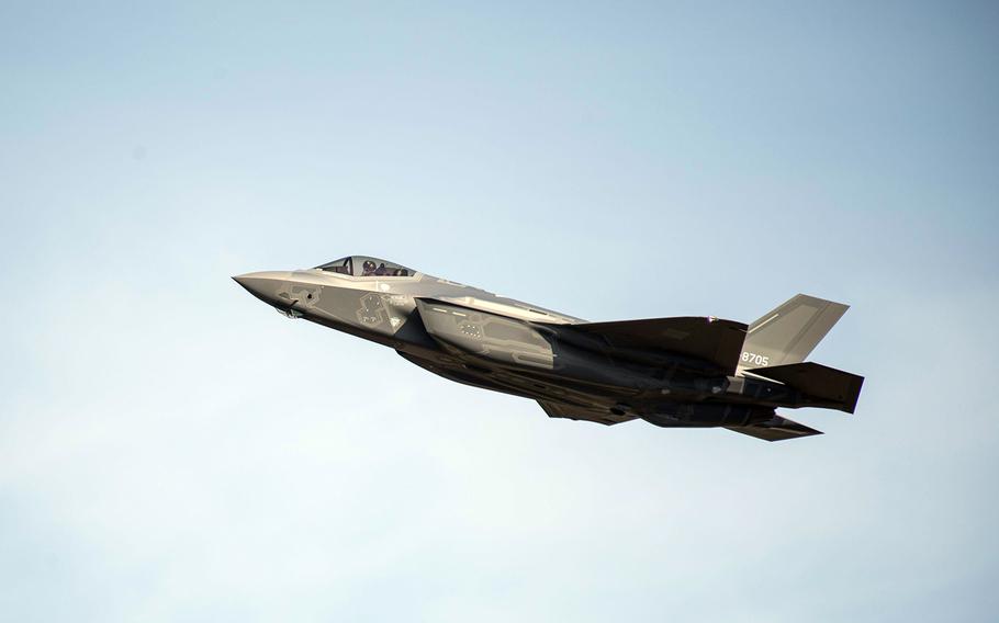 A Japan Air Self-Defense Force F-35A soars over Misawa Air Base, Japan, Nov. 2, 2017.