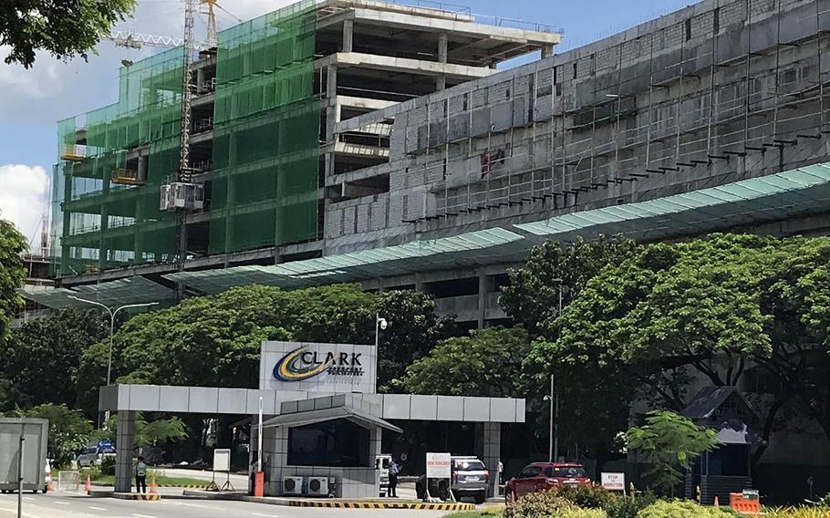 An entrance to Clark International Airport, formerly known as Clark Air Base, is pictured in October 2018.