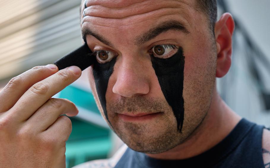 Tech. Sgt. Gregory Gauntt of the 8th Logistics Readiness Squadron at Kunsan Air Base prepares for a tag-team wrestling match in Goyang, South Korea, June 2, 2019.