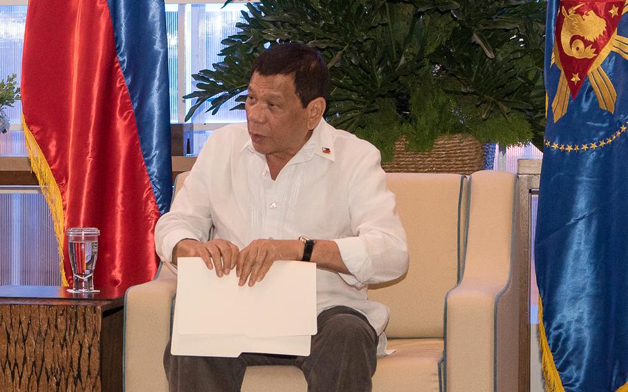 Philippines President Rodrigo Duterte attends the Association of Southeast Asian Nations Defense Ministers meeting in Clark, Philippines, Oct. 24, 2017.