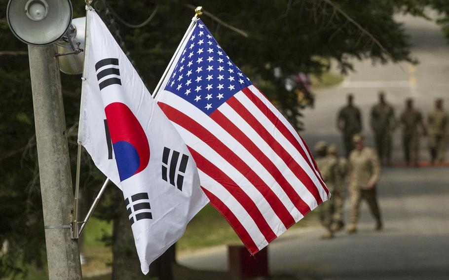 Police say a South Korean man died Tuesday, Aug. 6, 2019, while working at Camp Carroll, South Korea.