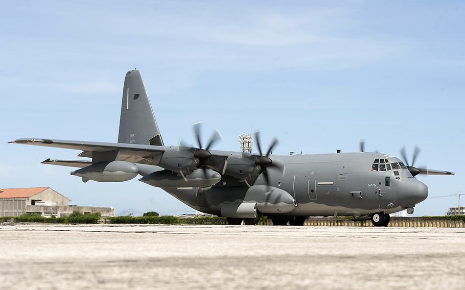 An MC-130J Commando II, assigned to the 353rd Special Operations Group, taxis at Kadena Air Base, Okinawa, in June 2017.