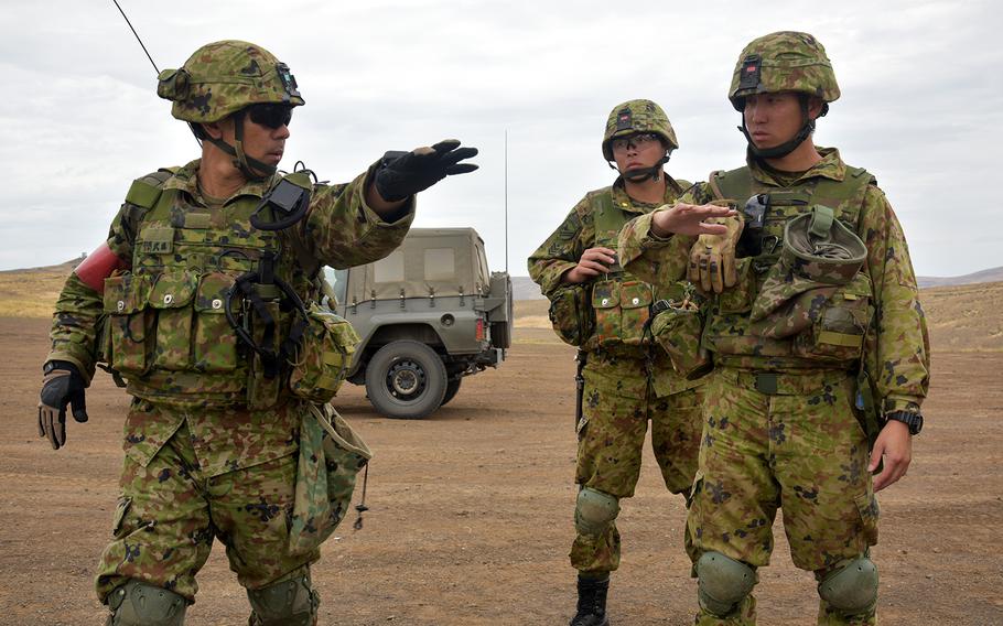 Japan Ground Self-Defense Force soldiers take part in an exercise with U.S. troops at the Yakima Training Center in Yakima, Wash., Sept. 6, 2019.