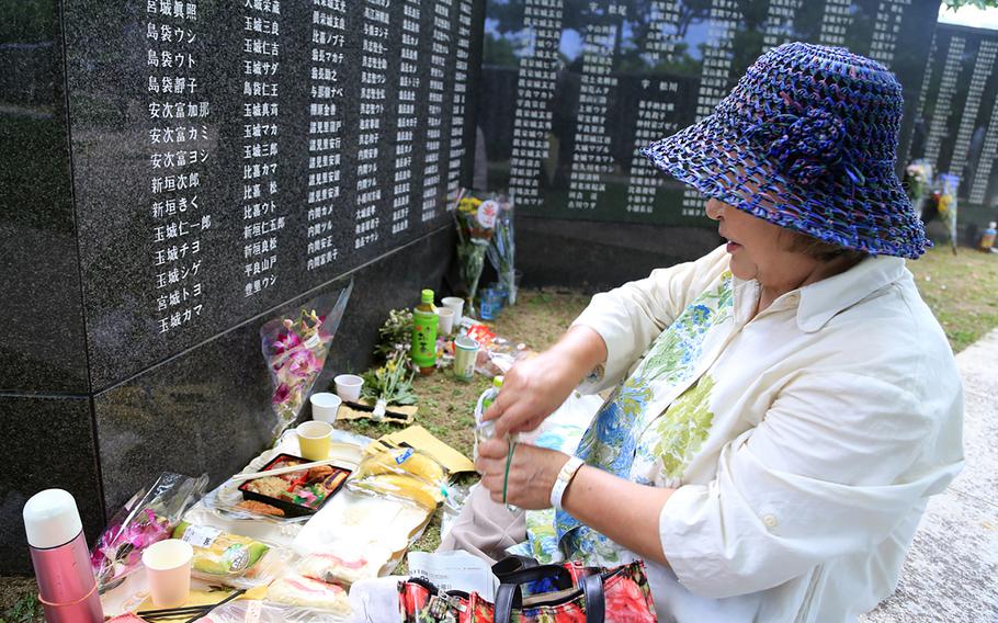 Haruko Arakaki attends the annual Irei no Hi ceremony at Okinawa Peace Memorial Park every year to speak to her father, who was lost during the Battle of Okinawa.