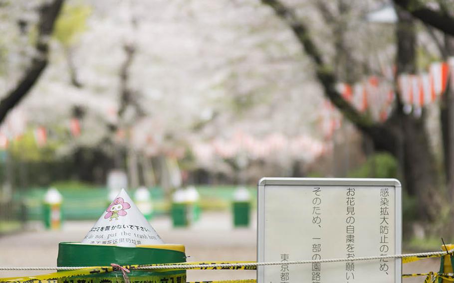 The coronavirus pandemic has thwarted cherry blossom viewing at many Tokyo spots, including Ueno Park, which boasts about 100,000 sakura trees. 