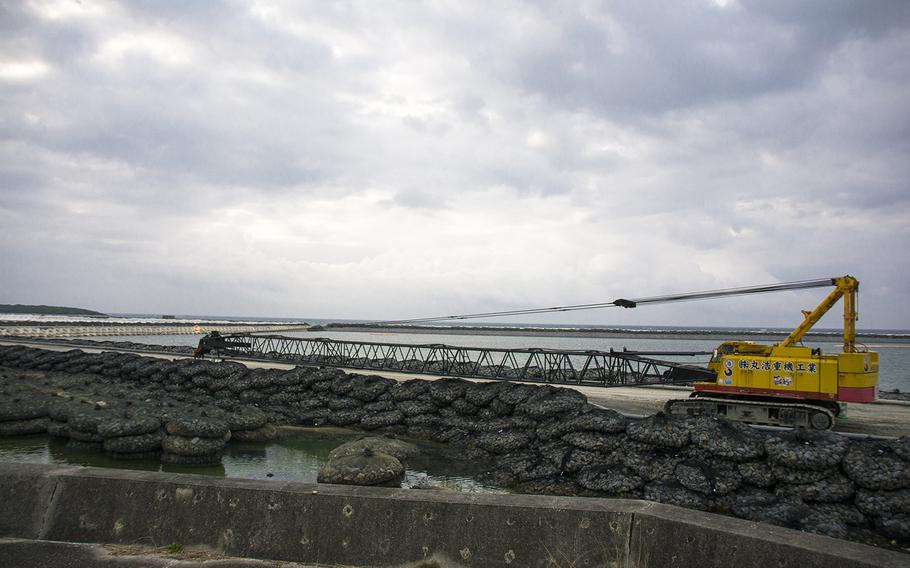 Construction work on a runway that will one day facilitate the relocation and closure of Marine Corps Air Station Futenma continues at Camp Schwab, Okinawa in March 2019.