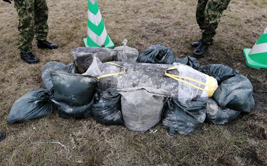 A second unexploded bomb from World War II was uncovered in a construction area at Naha Airport on Okinawa, Thursday, April 23, 2020. The first was found about 65 feet away on April 17.