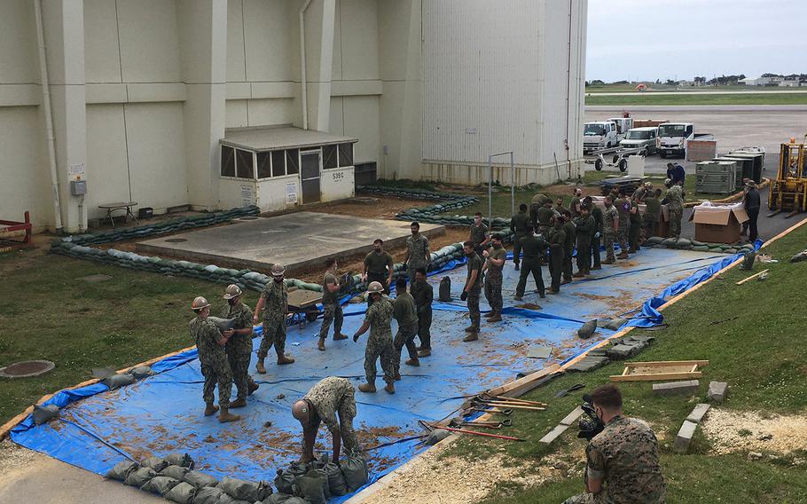 Soil is removed on Friday, April 24, 2020, following a firefighting foam leak at Marine Corps Air Station Futenma, Okinawa.