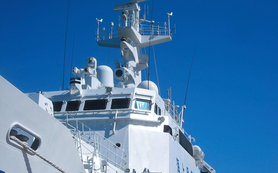 A Japan Coast Guard vessel docks at Ishigaki Island, Okinawa, not far from the Senkaku chain, in this undated photo.