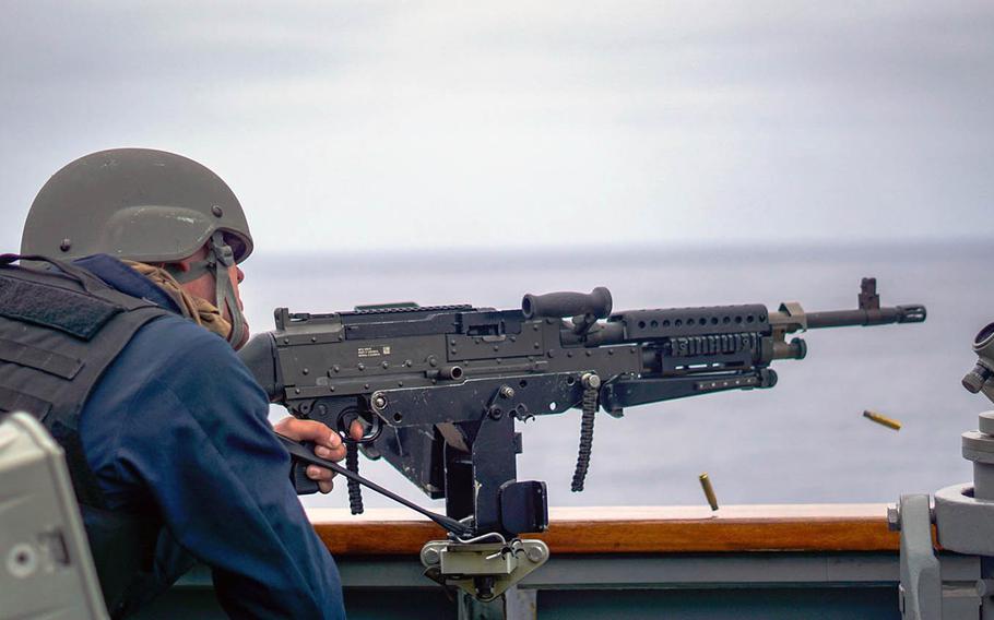 The guided-missile destroyer USS John Paul Jones conducted live-fire training in the Pacific Ocean May 12, 2020, as part of an intensive exercise designed to fully integrate units of the Nimitz Carrier Strike Group.