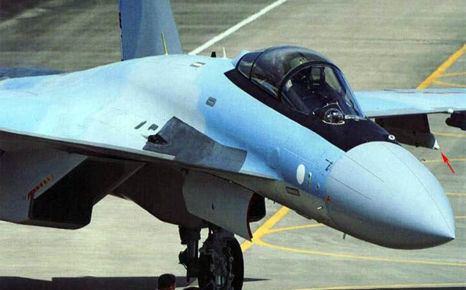 An SU-30 Flanker of the Chinese air force is shown taxiing in this undated photograph.