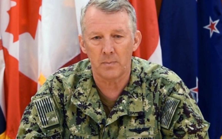 Vice Adm. Scott Conn, commander of U.S. Navy 3rd Fleet, announces the start of the Rim of the Pacific exercise in Hawaii in a video released Aug. 17, 2020.