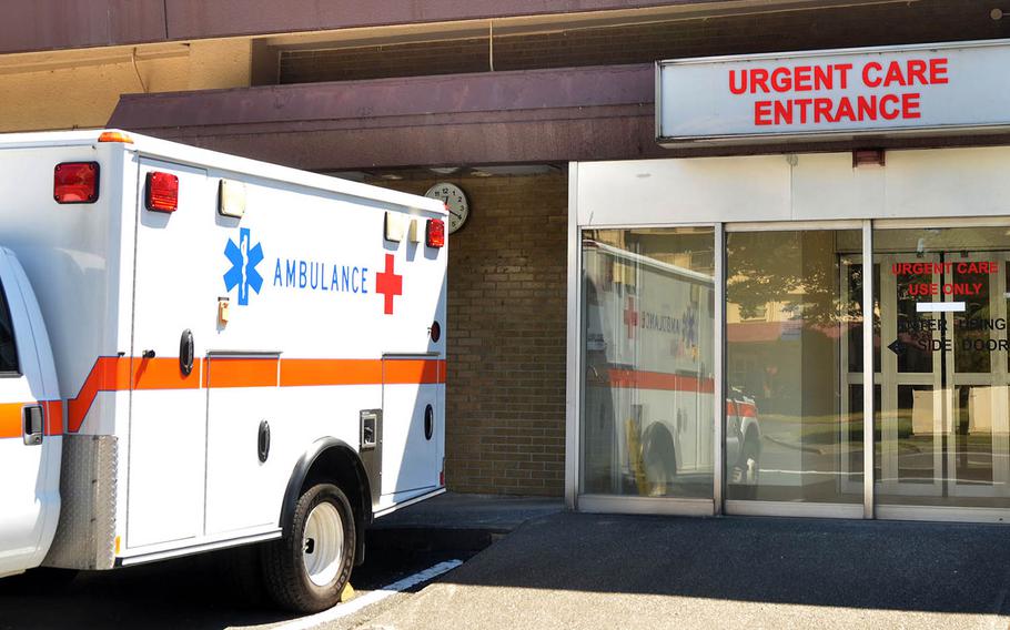 The urgent care entrance for the 374th Medical Group at Yokota Air Base in western Tokyo.