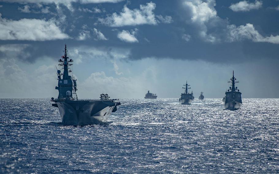 Warships from the United States, Australia, Japan and South Korea are training together during exercise Pacific Vanguard, which started Saturday, Sept. 12, 2020, near Guam.