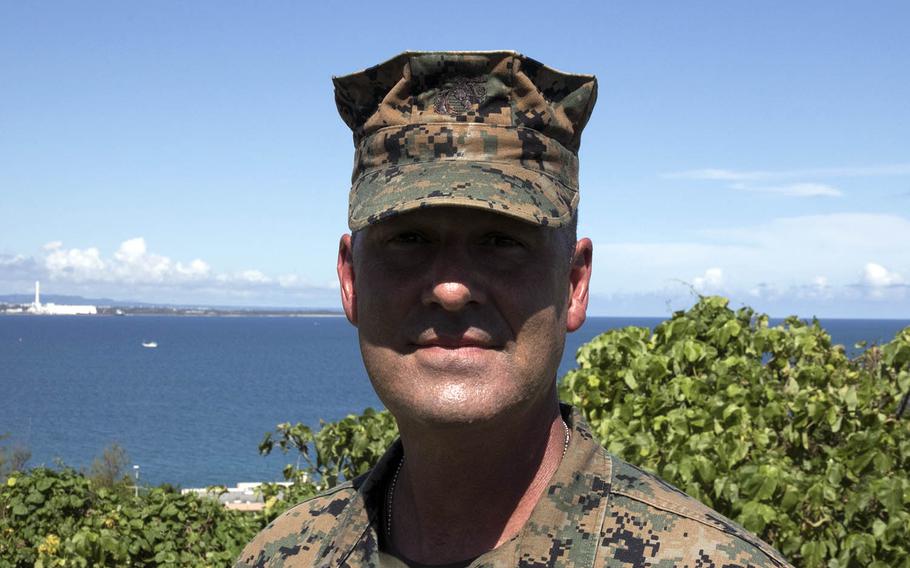 Sgt. Maj. Michael P. Woods, the new sergeant major for III Marine Expeditionary Force, poses for a photo at Camp Courtney, Okinawa, Sept. 11, 2020.