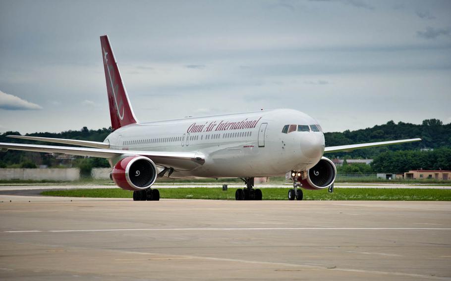 A Patriot Express flight brings U.S. troops and their families to Osan Air Base, South Korea, July 14, 2020.