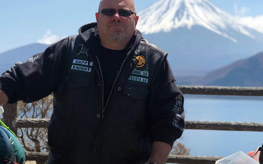 Peter James Davidson Jr., 51, a former airman and a member of the Green Knights motorcycle club, died after his sport bike collided with a minivan in western Tokyo, Saturday, Oct. 31, 2020.