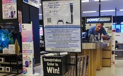 A sweepstakes box offers the chance to purchase a PlayStation 5 console from the exchange at Yokota Air Base, Japan, Nov. 11, 2020.  