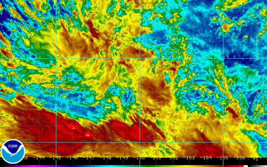 Forecast models depict a disturbance about 330 miles south-southwest of Chu’uk in Micronesia and 800 miles south-southeast of Guam. 