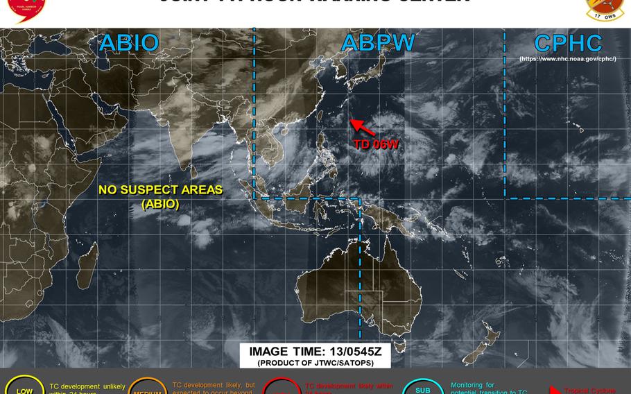 Final warning has been issued on Tropical Depression 06W, forecast to dissipate south of Okinawa late Thursday.