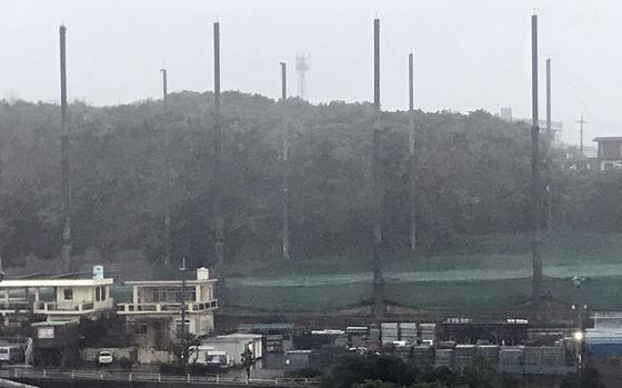 Heavy rain falls in Uruma City on Okinawa's east side as a sub-tropical low passes Thursday. A heavy rain warning was in effect until 11:30 p.m., perhaps beyond, according to Air Force weather officials.

DAVE ORNAUER/Stars and Stripes, 02/11/2021