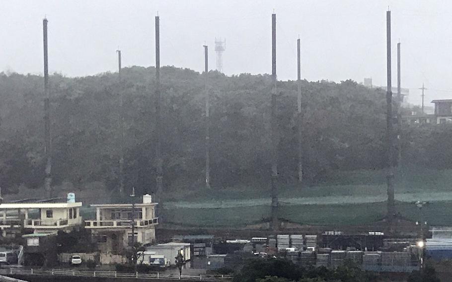 Heavy rain falls in Uruma City on Okinawa's east side as a sub-tropical low passes Thursday, Feb. 11, 2020. A heavy rain warning was in effect until 11:30 p.m., perhaps beyond, according to Air Force weather officials.
