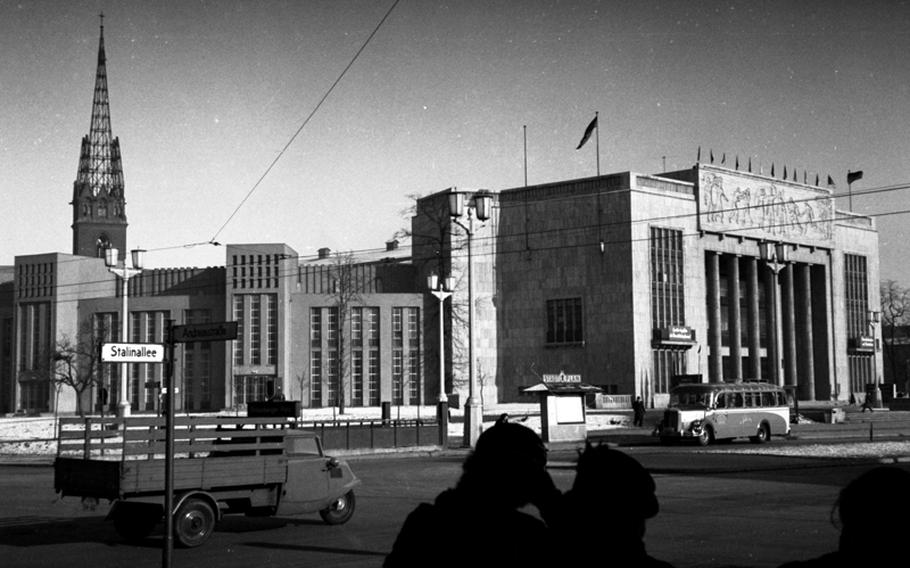 Stalinist architecture on East Berlin's Stalin Allee in 1954.