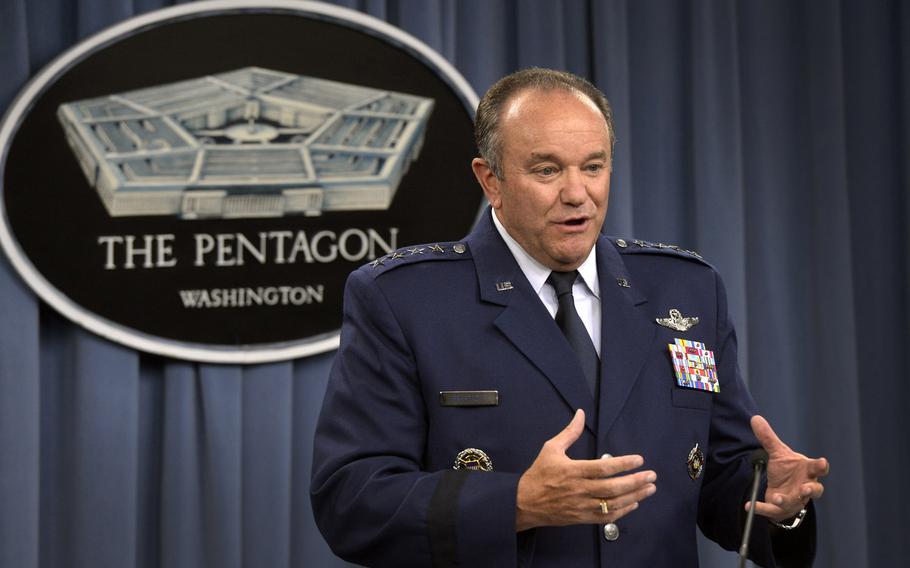 U.S. European Command Commander, North Atlantic Treaty Organization Supreme Allied Commander Gen. Philip M. Breedlove briefs the media at the Pentagon June 30, 2014. 