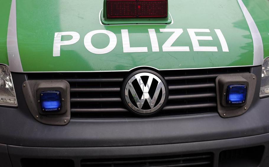 A German police vehicle is parked outside a Kaiserslautern police station Wednesday, Jan. 21, 2015, in Kaiserslautern, Germany.


