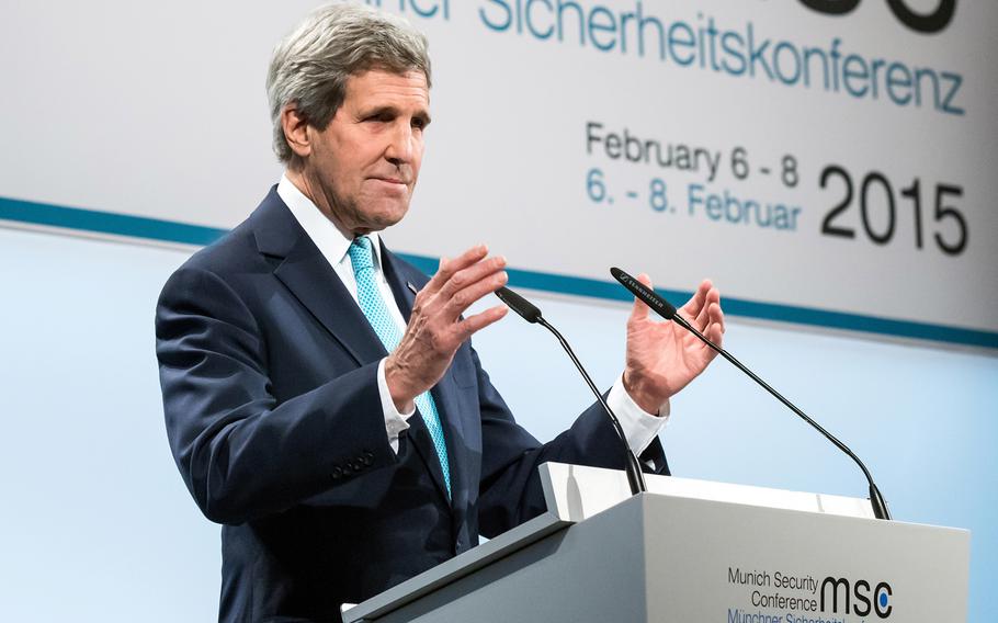 U.S. Secretary of State John Kerry speaks at the Munich Security Conference on Feb. 8, 2015.